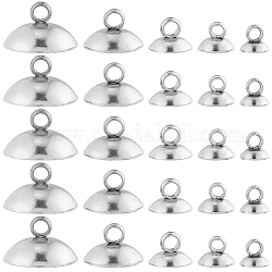 SUNNYCLUE 100Pcs 5 Size 304 Stainless Steel Bead Cap Pendant Bails, for Globe Glass Bubble Cover Pendants, Stainless Steel Color, 4~10mm, Hole: 1.5~1.8mm, 20Pcs/size