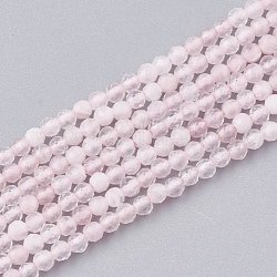 Chapelets de perles en quartz rose naturel, facette, ronde, 2mm, Trou: 0.5mm, Environ 182 pcs/chapelet, 15.5 pouce