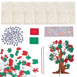 OLYCRAFT 6 Set Foam Stickers 3D Craft Tree Kit Christmas Unfinished Wood Tree Christmas Tree with 500Pcs Santa Claus Gingerbread Elk Sticker for Art Project Family Activity Christmas Decoration