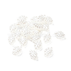 Perles acryliques opaques, métal enlacée, fleur, couleur de coquillage, 11.5x8.5x4.5mm, Trou: 1.8mm, environ 1790 pcs/500 g