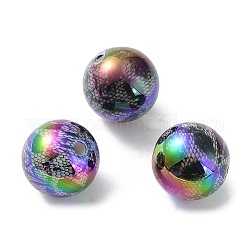 UV Plating Opeque Acrylic Beads, Iridescent, Round, Round, 15.5x15mm, Hole: 2.5mm