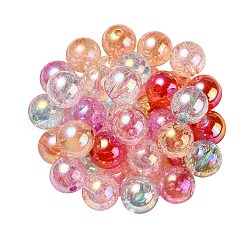 Placcatura uv perline acriliche iridescenti arcobaleno trasparenti, perline a bolle, tondo, colore misto, 15~15.5x15.5~16mm, Foro: 2.6~2.7 mm