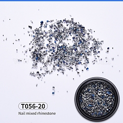 Glass Oval Beads & Rhinestone, No Hole/Undrilled, Nail Art Decoration Accessories for Women, Blue, 0.7~4x0.7~3x0.7~2.5mm, Box: 40x14mm.