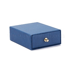 Boîte à bijoux rectangle papier tiroir, avec rivet en laiton, pour boucle d'oreille, emballage cadeau bague et collier, bleu marine, 7x9x3 cm