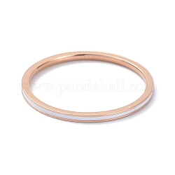 1mm Simple Enamel Finger Ring for Girl Women, Ion Plating(IP) 304 Stainless Steel Rings, Rose Gold, White, US Size 8(18.1mm)