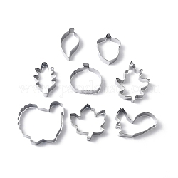 Thanksgiving 430 Stainless Steel Cookie Mold, Cookie Cutter, Acorn/Maple Leaf/Squirrel, Stainless Steel Color, 54~85x39~96x18mm, 8pcs/set