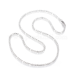 304 из нержавеющей стали Figaro цепи ожерелья, с карабин-лобстерами , цвет нержавеющей стали, 23.8 дюйм (60.5 см), 3 мм