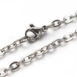 304 Edelstahl-Kabelketten Halsketten, mit Karabiner, Edelstahl Farbe, 23.7 Zoll (60.2 cm)