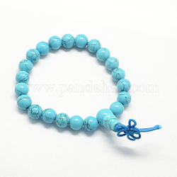 Buddha Meditation synthetischen Türkis Perlen Stretch-Armbänder, Licht Himmel blau, 50 mm, 21 Stk. / Strang