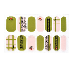 Наклейки для ногтей с полным покрытием, самоклеящийся, для украшения ногтей, зелёные, 24x8 мм, 14шт / лист