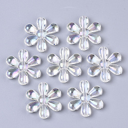 Transparent Acrylic Beads, AB Color Plated, Flower, Clear AB, 24.5x22.5x5mm, Hole: 1.5mm