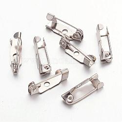 Iron Brooch Findings, Back Bar Pins, with One Hole, Platinum, 15x5x4.5mm, Hole: 1.8mm