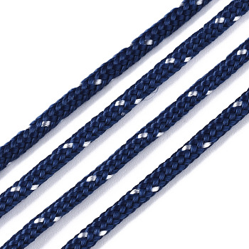 Cordes en polyester & spandex, 1 noyau interne, bleu minuit, 2mm, environ 109.36 yards (100m)/paquet