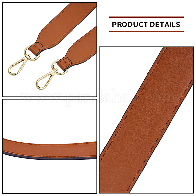 CHGCRAFT 1.5 Inches Wide Shoulder Strap Replacement Quality Genuine Leather Shoulder Strap with Alloy Findings for Handbag Shoulder Bag Crossbody Bag Purse Saddle Brown