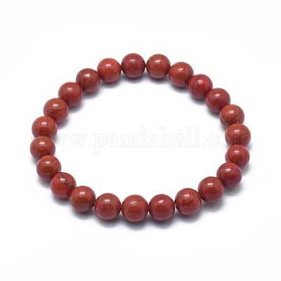 Bracciali elasticizzati con perle di diaspro rosso naturale&nbsp;BJEW-K212-C-012-1