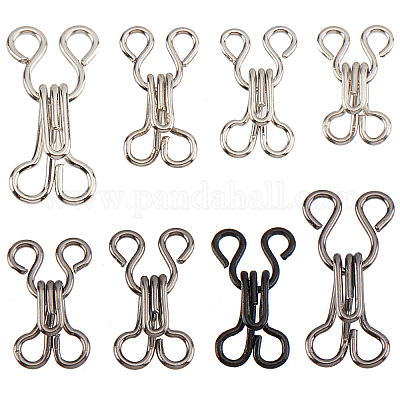 Maosifang 60 Pairs Sewing Hooks and Eyes Closure for Bra Clothing Trousers  Skirt Sewing DIY Craft,3 Sizes(Silver and Black)