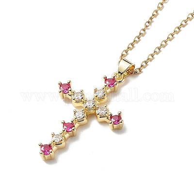 5Pcs Cubic Zirconia Pave Cross Pendant Charm Gold Plated For Woman