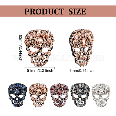 Wholesale FINGERINSPIRE 5PCS 5 Colors Skull Glass Rhinestone Beaded Patch  2x2.4 inch Cloth Sew on Appliques Handicraft Beaded Skeleton Patches Big  Rhinestones Applique Patches for Clothes 