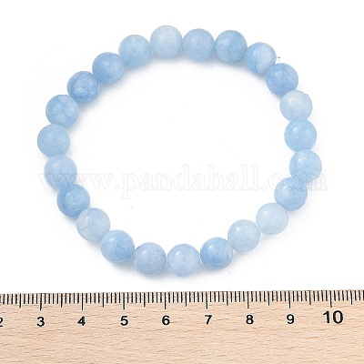 Bracciali elasticizzati con perline di giada bianca naturale e tinta&nbsp;BJEW-K212-B-018-1