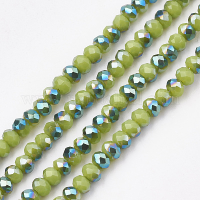 Wholesale Electroplate Opaque Solid Color Crystal Glass Rondelle Beads  Strands 