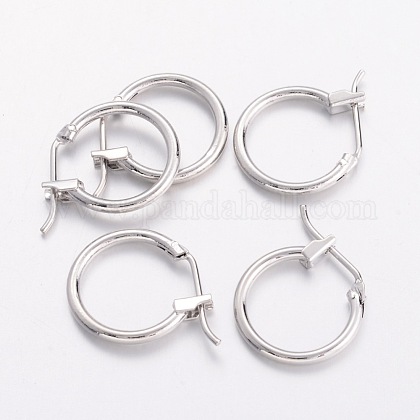 真鍮製フープピアス  ニッケルフリー  プラチナカラー  直径14mm  厚さ1.5mm EC261-NF-1