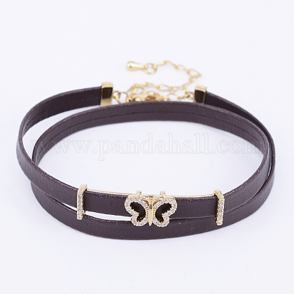 PU Leather Cord Choker Necklaces NJEW-H477-12G-1