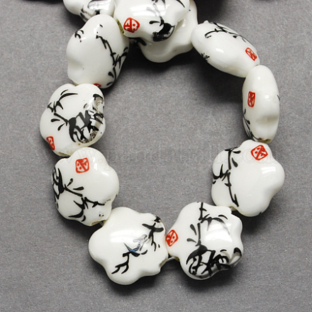 Perles de porcelaine imprimées manuelles PORC-Q166-2-1