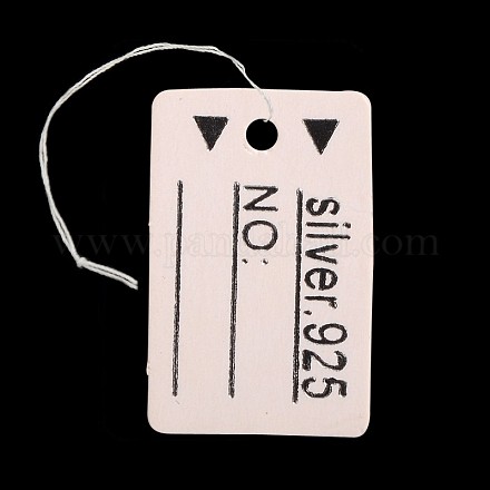 Rectangle Jewelry Display Paper Price Tags for 925 Sterling Silver X-CDIS-N001-03B-1
