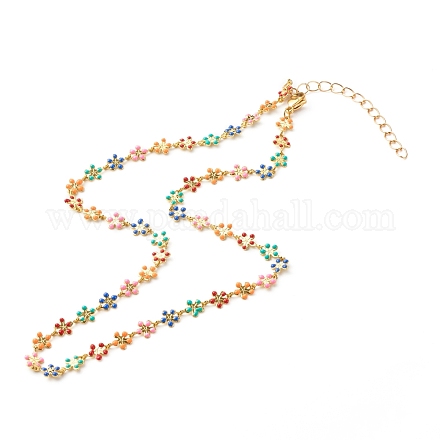 Brass Enamel Link Chain Necklaces NJEW-JN03554-1