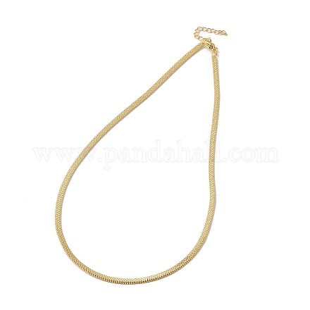 Halskette mit flacher Schlangenkette aus Messing NJEW-R260-01G-1
