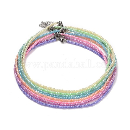 8 Stück 8 Farben Ceylon Glas Samenperlen Halsketten Set NJEW-JN03801-1