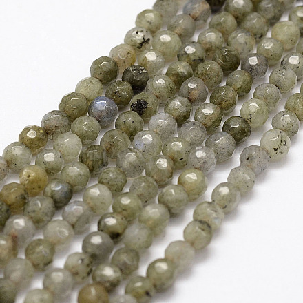 Faceted Natural Labradorite Beads Strands G-F364-17-4mm-1