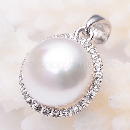 Natural Cultured Freshwater Pearl Charms STER-E043-04P-1