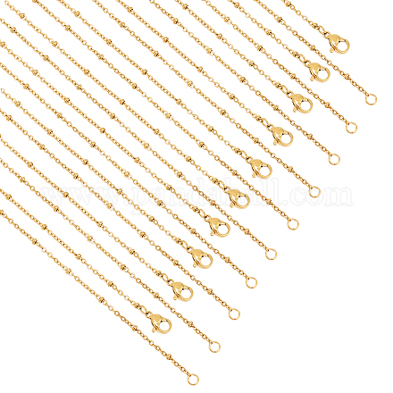 Nbeads 10Pcs 304 Stainless Steel Satellite Chain Necklaces Set for Men Women MAK-NB0001-14-1