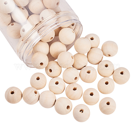Nbeads perles rondes en bois brut WOOD-NB0001-06-1