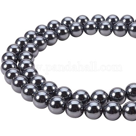 Chapelets de perle en hématite synthétique sans magnétique G-PH0028-8mm-09-1