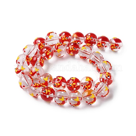 Brins de perles en verre émaillé transparent de style chinois GLAA-G107-05C-1