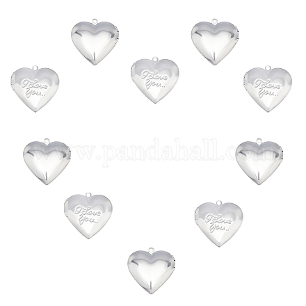 UNICRAFTALE 10pcs Heart with Phrase Photo Frame Charms Hypoallergenic Locket Charms Stainless Steel Pendants for Jewelry Making STAS-UN0016-36P-1