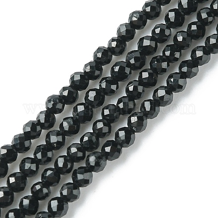 Chapelets de perles en tourmaline noire naturelle G-F748-Y01-01-1