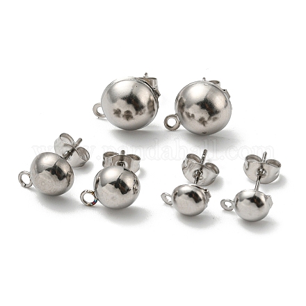 Unicraftale circa 60 pz 6/8/10mm orecchino rotondo con dado orecchino in acciaio ipoallergenico con anello in acciaio inossidabile colore orecchino per fare gioielli fai da te STAS-UN0012-10-1