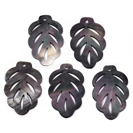 Natürliche schwarze Lippe Shell Anhänger SHEL-N026-120-1