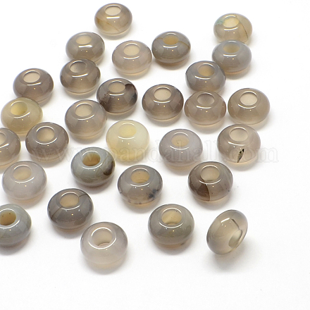 Natural Grey Agate European Large Hole Beads X-G-Q442-05-1