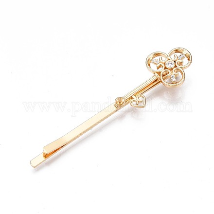 Brass Micro Pave Clear Cubic Zirconia Hair Bobby Pin Findings MAK-N232-002-1