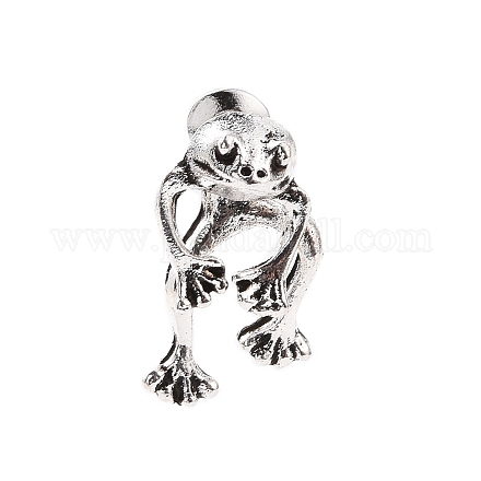 Alloy Frog Front Back Stud Earrings for Men Women EJEW-H088-01AS-1