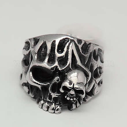 Personalized Halloween Jewelry Skull Rings RJEW-F006-041-1