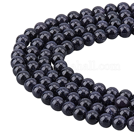 CHGCRAFT 4 Strands Synthetic Blue Goldstone Beads Strands G-CA0001-19-1