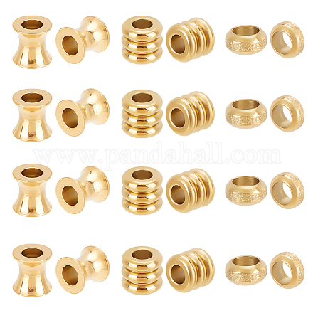 UNICRAFTALE 30pcs 3 Styles European Beads Stainless Steel Column Beads 4~5mm Large Hole Spacer Beads Golden Metal Beads for DIY Necklace Bracelet Jewelry Making STAS-UN0039-78-1