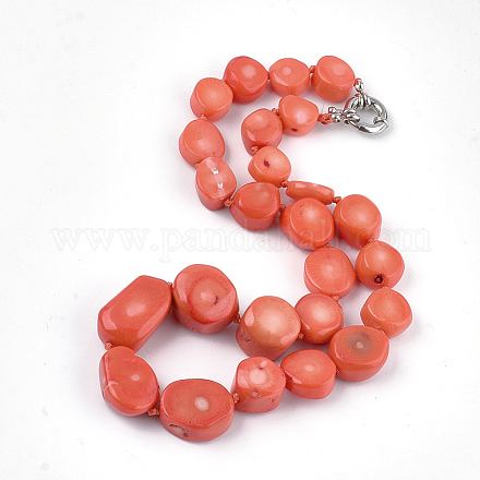 Sea Bamboo Coral(Imitation Coral) Beaded Necklaces NJEW-S414-33-1