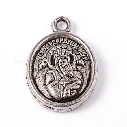 Oval with Words Tibetan Style Alloy Pendants PALLOY-ZN4188-AS-RS-1