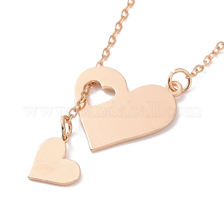 302 Stainless Steel Heart Puzzle Pendant Lariat Necklaces NJEW-I118-01KCG-1